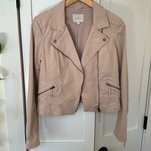 Pale Pink biker jacket with pockets, zip up, size Small, Brand: Ann Taylor Loft